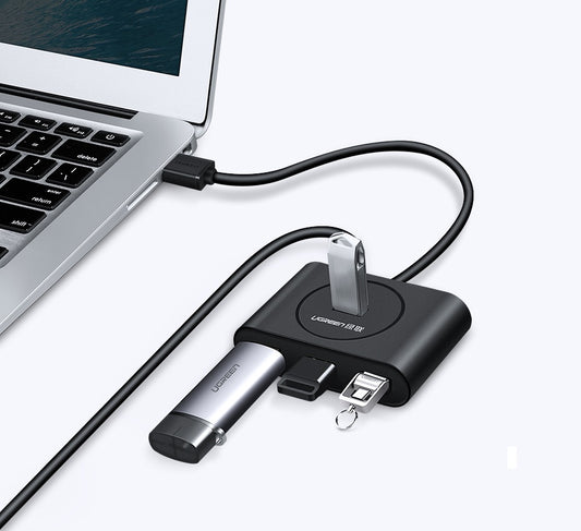 מפצל USB UGREEN CR113 – מפצל 4 ב-1 USB 3.0 DATA רכזת שחור