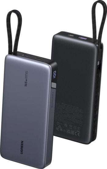 סוללת גיבוי UGREEN PB552 – 165W 25000mAh כולל כבל קבוע USB C, אפור