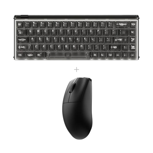 באנדל MelGeek MADE68 Pro+ + MelGeek Horus – אפור - שקוף (כולל חריטה בעברית) / שחור