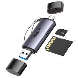 מתאם UGREEN CM185 – USB-C + USB-A ל- TF/SD 3.0 Card Reader