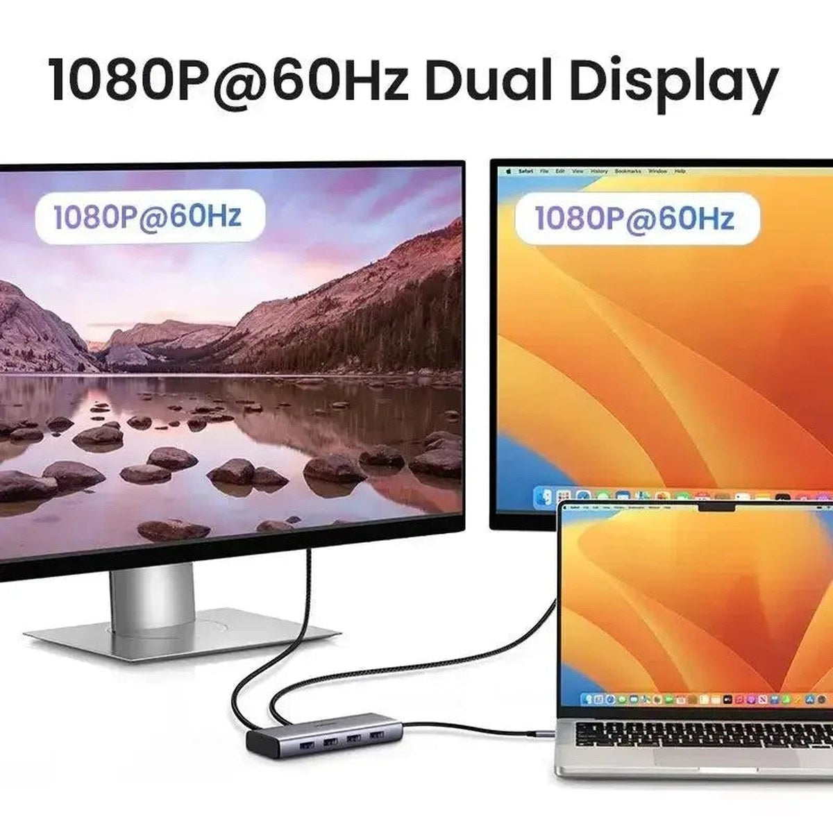 תחנת עגינה UGREEN 7-in-1 USB-C Hub 100W PD 2x HDMI תמיכה ב-4K 30Hz – תמונה 7