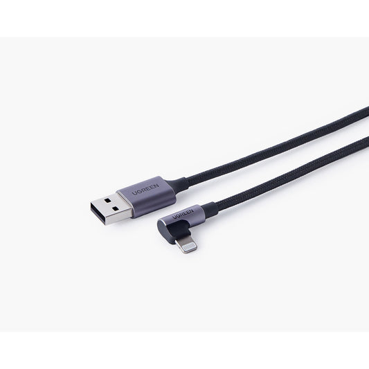 כבל UGREEN USB-A ל-Lightning קלוע באורך 1 מטר שחור – תמונה 2