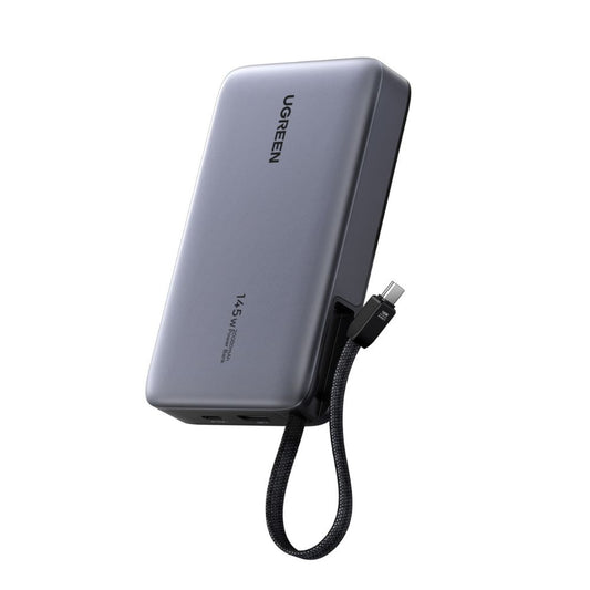 סוללת גיבוי UGREEN BP551 – 145W 20000mAh כולל כבל קבוע USB C, אפור