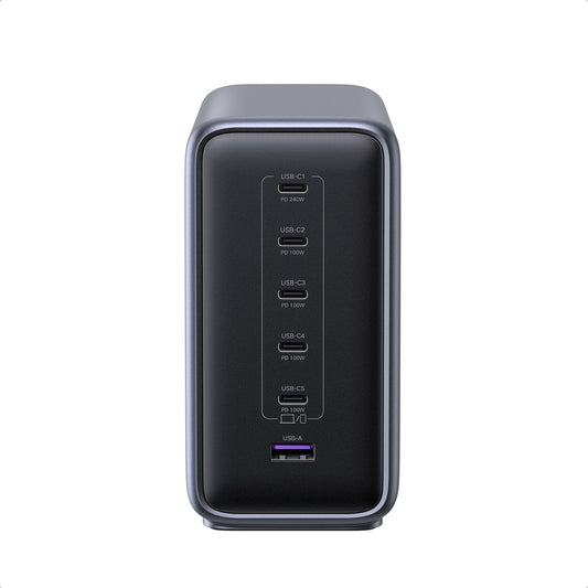 מטען שולחני UGREEN 500W עם 5×USB-C ו-USB-A אפור – תמונה 2
