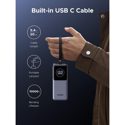 סוללת גיבוי UGREEN Nexode 20000mAh 130W עם כבל מובנה – תמונה 2