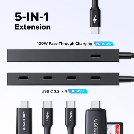 מפצל UGREEN USB-C To 4xUSB-C 3.2 HUB With PD – תמונה 2