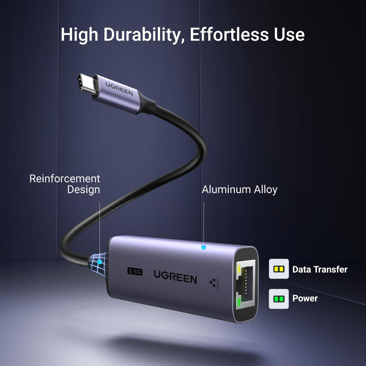 מתאם רשת UGREEN USB-C ל-RJ45 2.5G אפור – תמונה 7