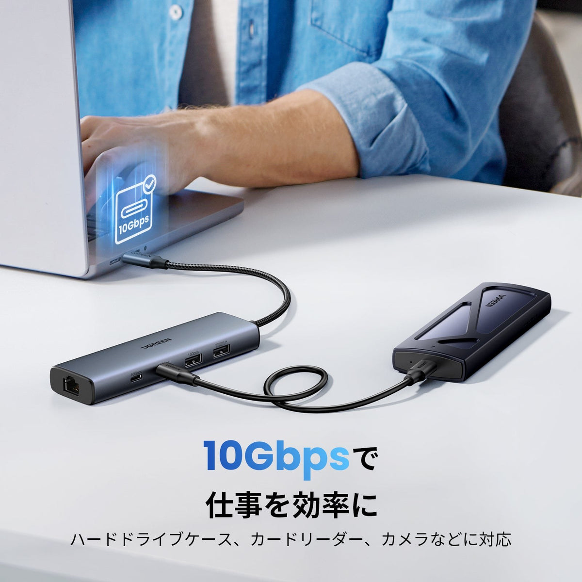 מולטיפורט UGREEN USB-C 6 ב-1 עם רשת Gigabit אפור – תמונה 7