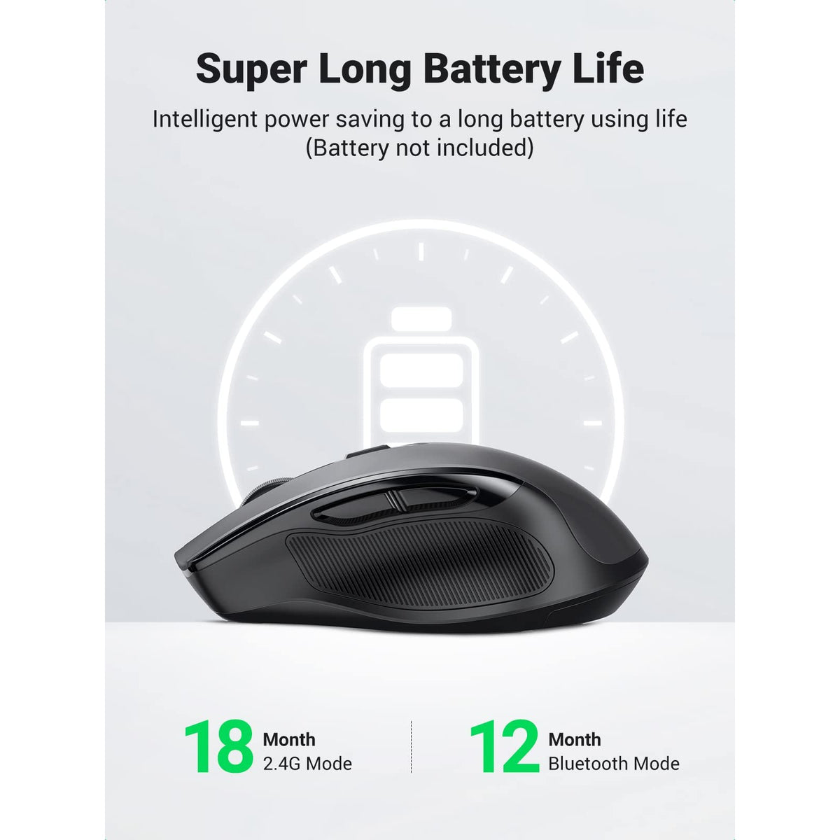 עכבר אלחוטי חצי-ארגונומי UGREEN 2.4GHz + Bluetooth שחור – תמונה 7