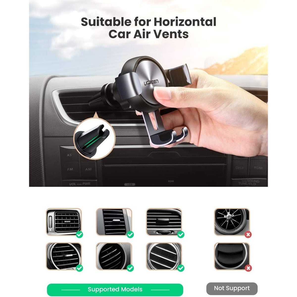 מעמד לטלפון UGREEN Gravity Drive Air Vent Mount Phone Holder – תמונה 7