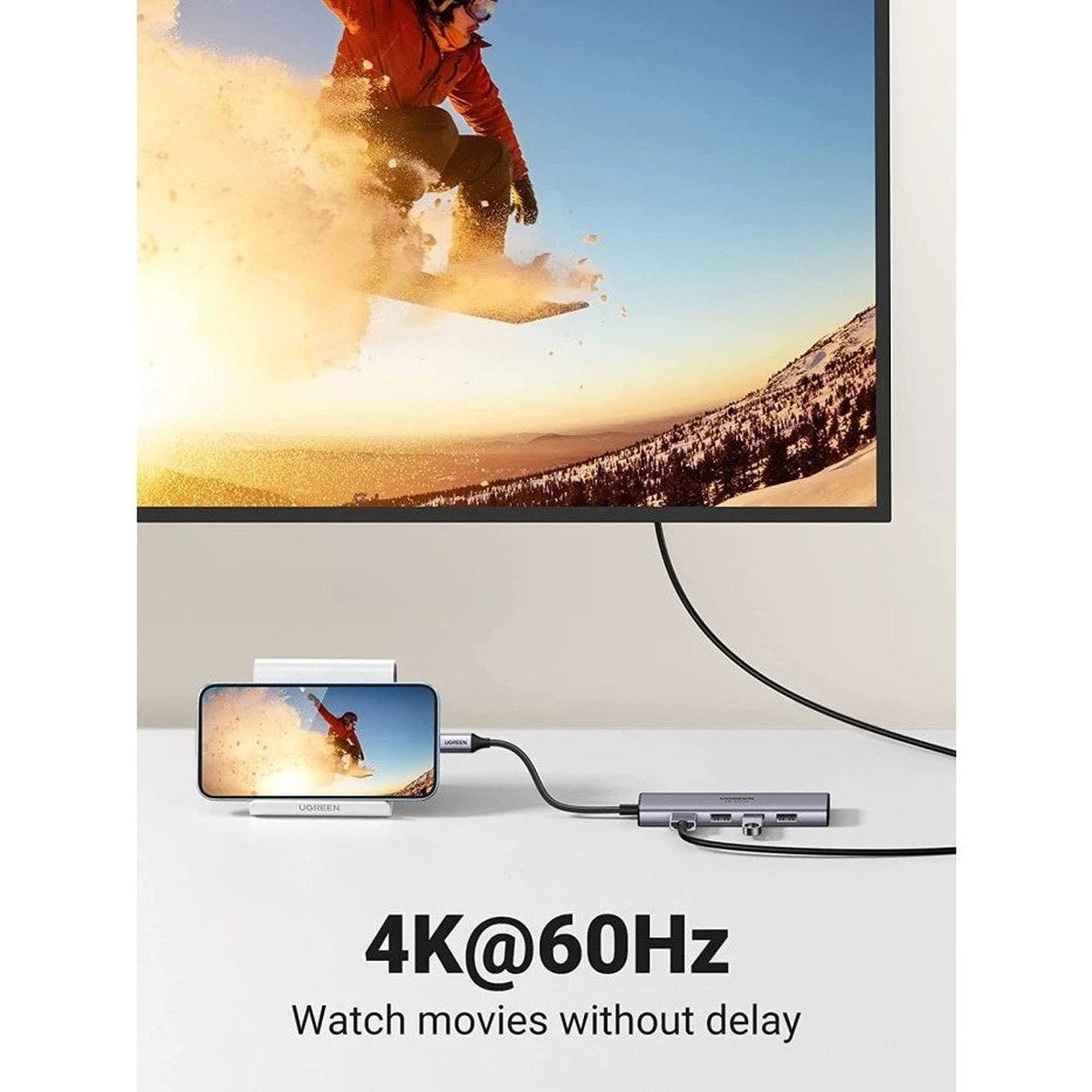 תחנת עגינה UGREEN USB-C Hub 6-in-1 עם HDMI 4K ו-USB 3.0 – תמונה 4
