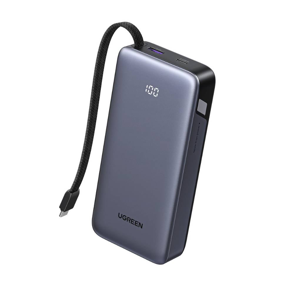 סוללת גיבוי UGREEN PB536 – 20000mAh 45W עם Built-in כבל שחור