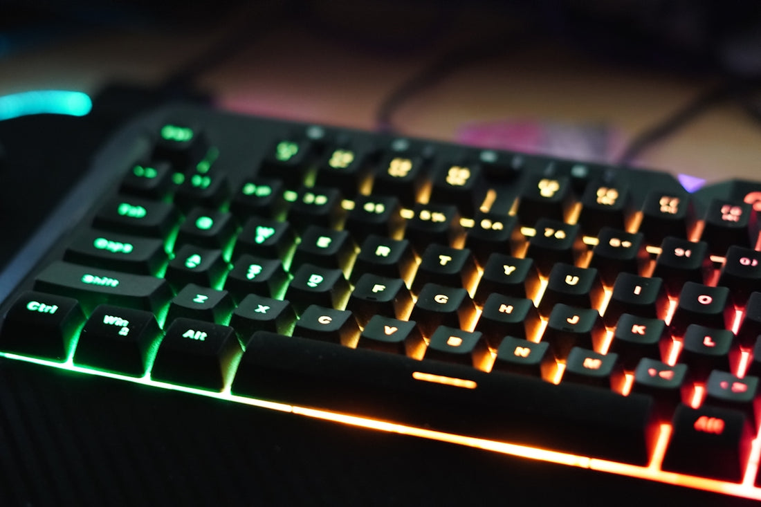black computer keyboard on white table