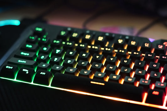 black computer keyboard on white table