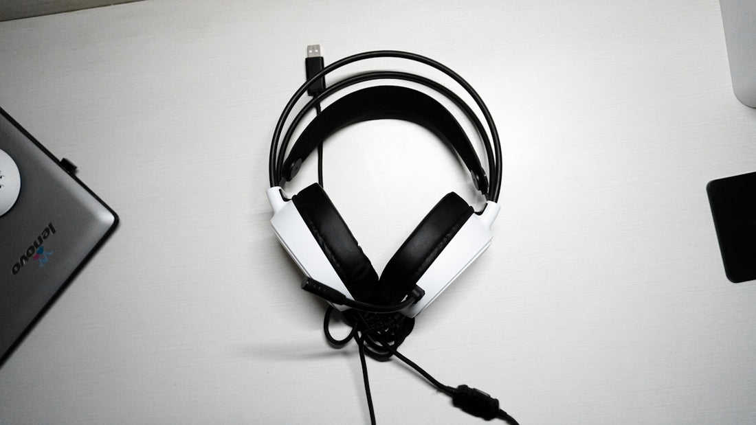black and white corded headphones