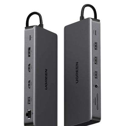 תחנת עגינה UGREEN CM681 – REVODOK PRO 313 13 ב-1 USB-C ל- 2×USB-A 3.2 + 2×USB-A 3.0 + 1×USB-C 3.2 + 2×HDMI