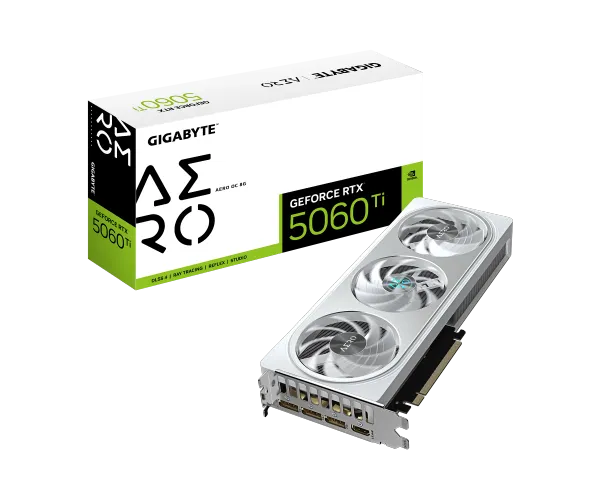 כרטיס מסך Gigabyte GeForce RTX 5060 Ti AERO OC 8GB White - Mobeess