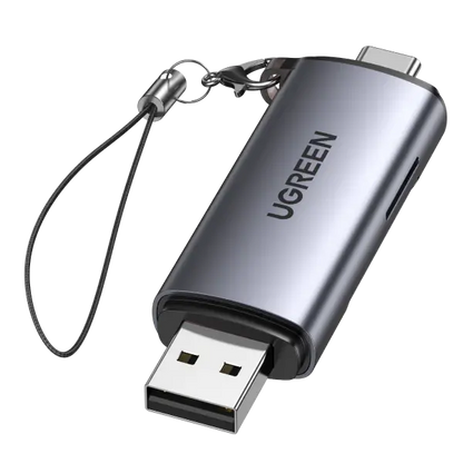 מתאם UGREEN CM185 – USB-C + USB-A ל- TF/SD 3.0 Card Reader