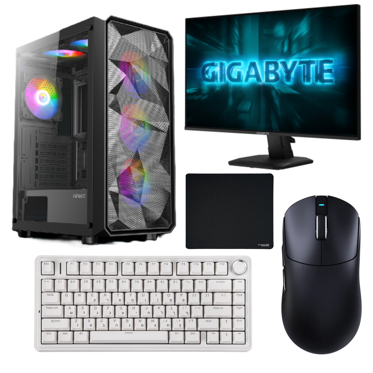חבילת גיימינג מלאה I5-12400F RTX3050 + מסך 240Hz + ציוד היקפי ATTACK SHARK X AULA
