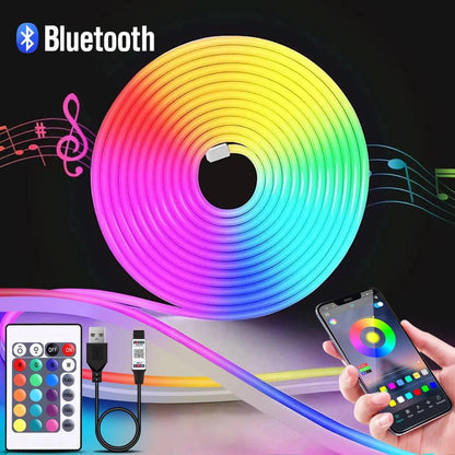 תאורת ניאון RGB צבעונית עם שלט - Mobeess
