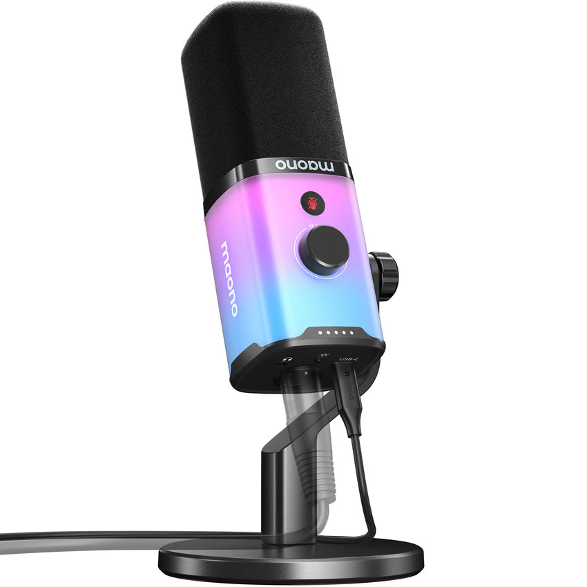 MAONO PD100X – מיקרופון גיימינג דינמי עם הפחתת רעשים ותאורת RGB - Mobeess