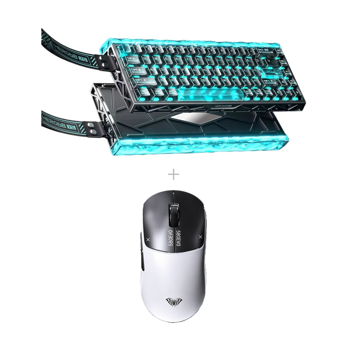 באנדל AULA HERO68XS + AULA SC580EVO 8K – שחור