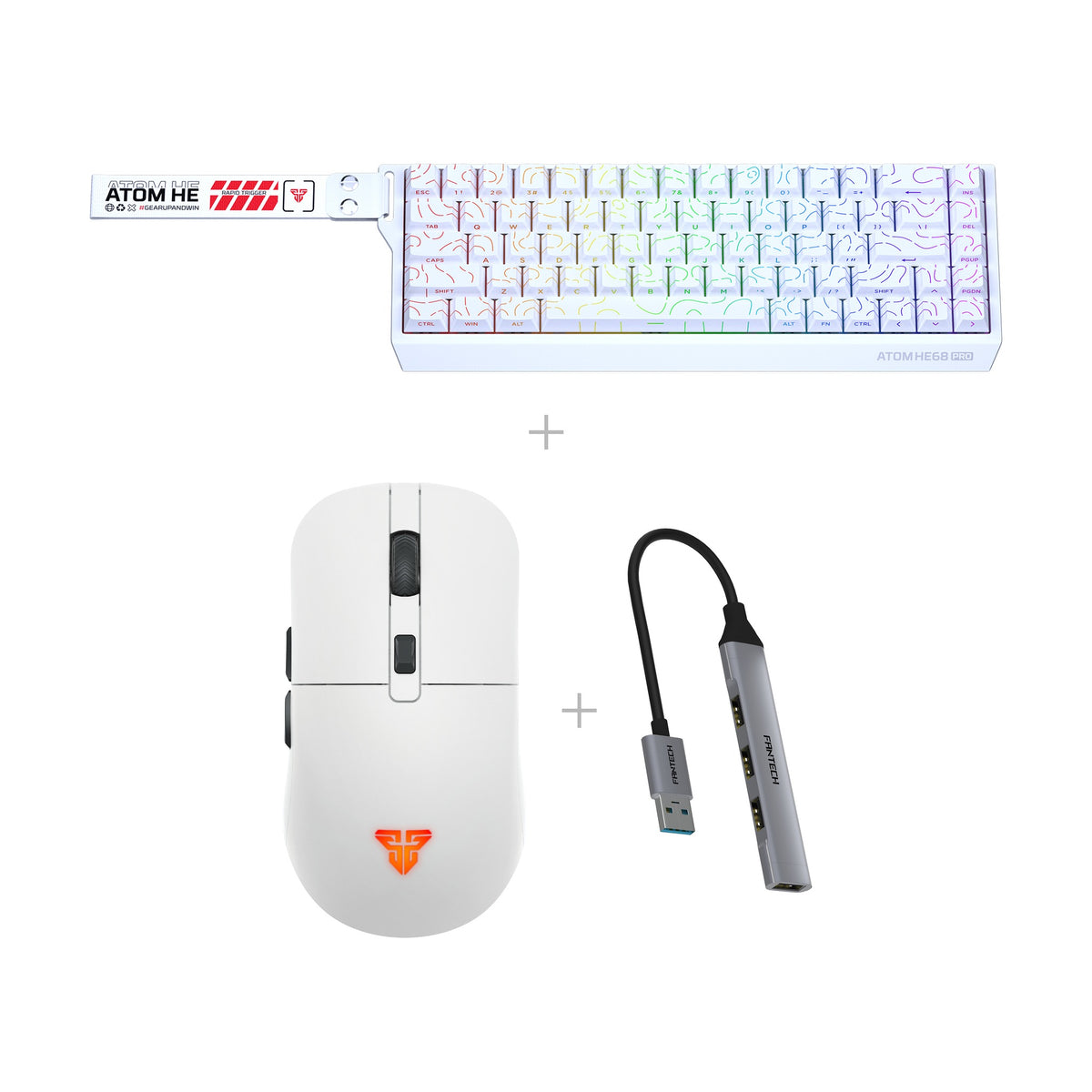 באנדל Fantech ATOM HE68 + WG9RD + מפצל HA3041 – לבן