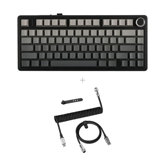 באנדל AULA F75HE + כבל C01PRO – שחור - אפור / Black Emperor magnetic / שחור באורך  - 1.65 מטר