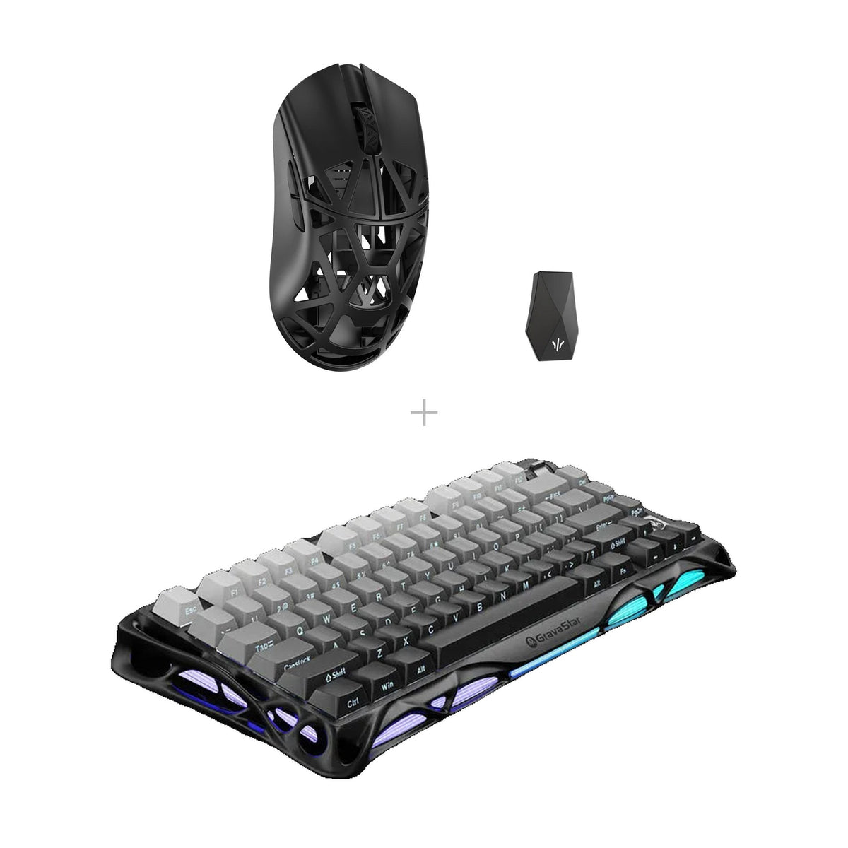 באנדל wlmouse Beast X Max + GravaStar K1 – שחור / Gradient Black - שחור אפור