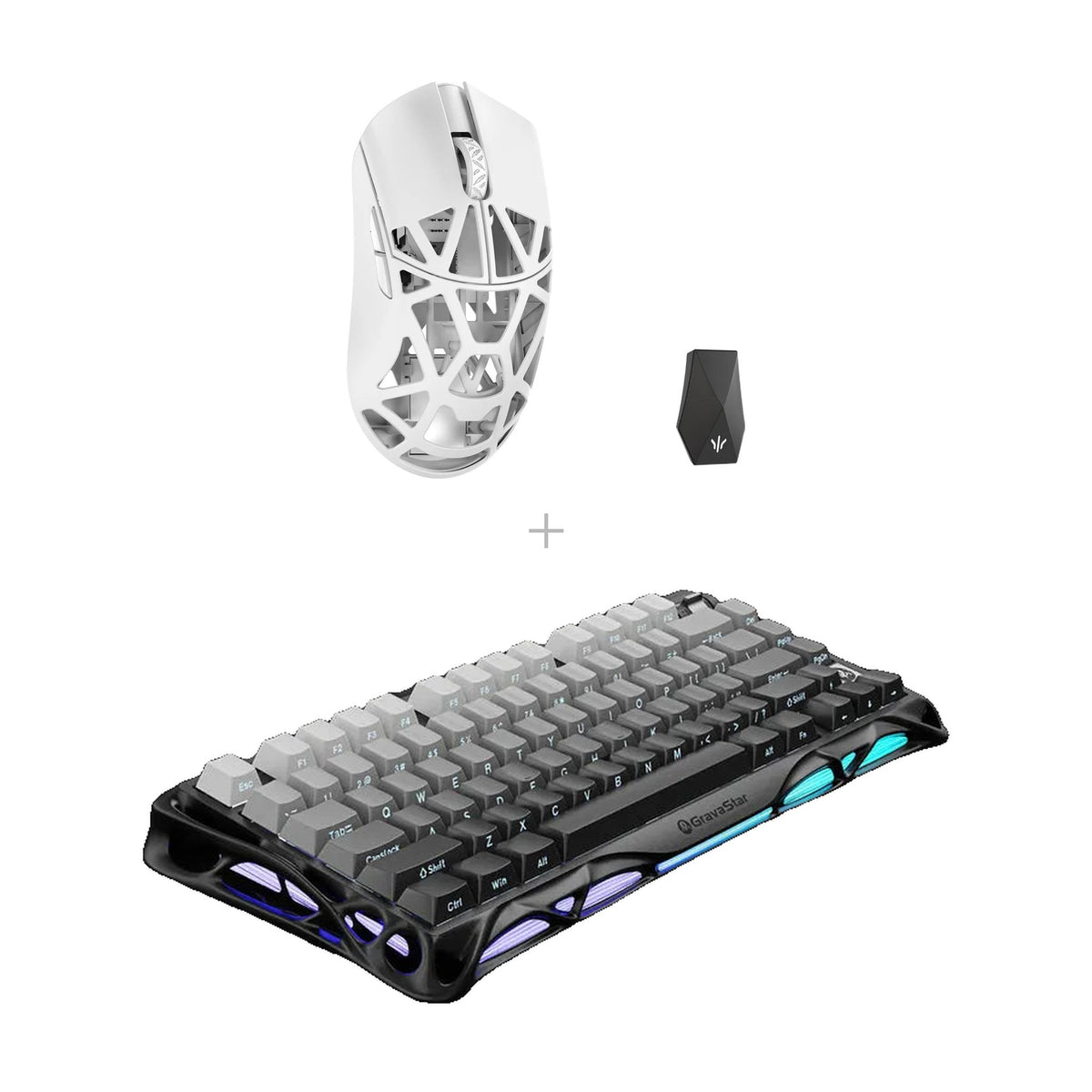 באנדל wlmouse Beast X Max + GravaStar K1 – לבן / Gradient Black - שחור אפור