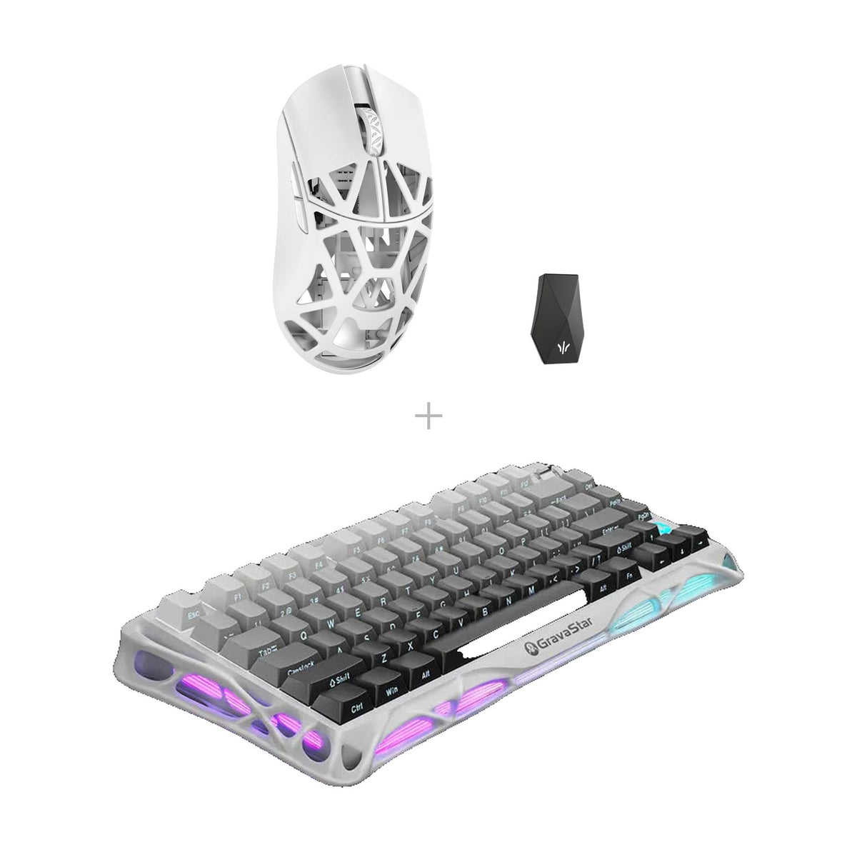 באנדל wlmouse Beast X Max + GravaStar K1 – לבן / Gradient White - אפור לבן
