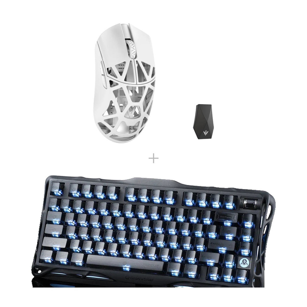 באנדל wlmouse Beast X Max + GravaStar K1 – לבן / Stealth Black - שחור שקוף