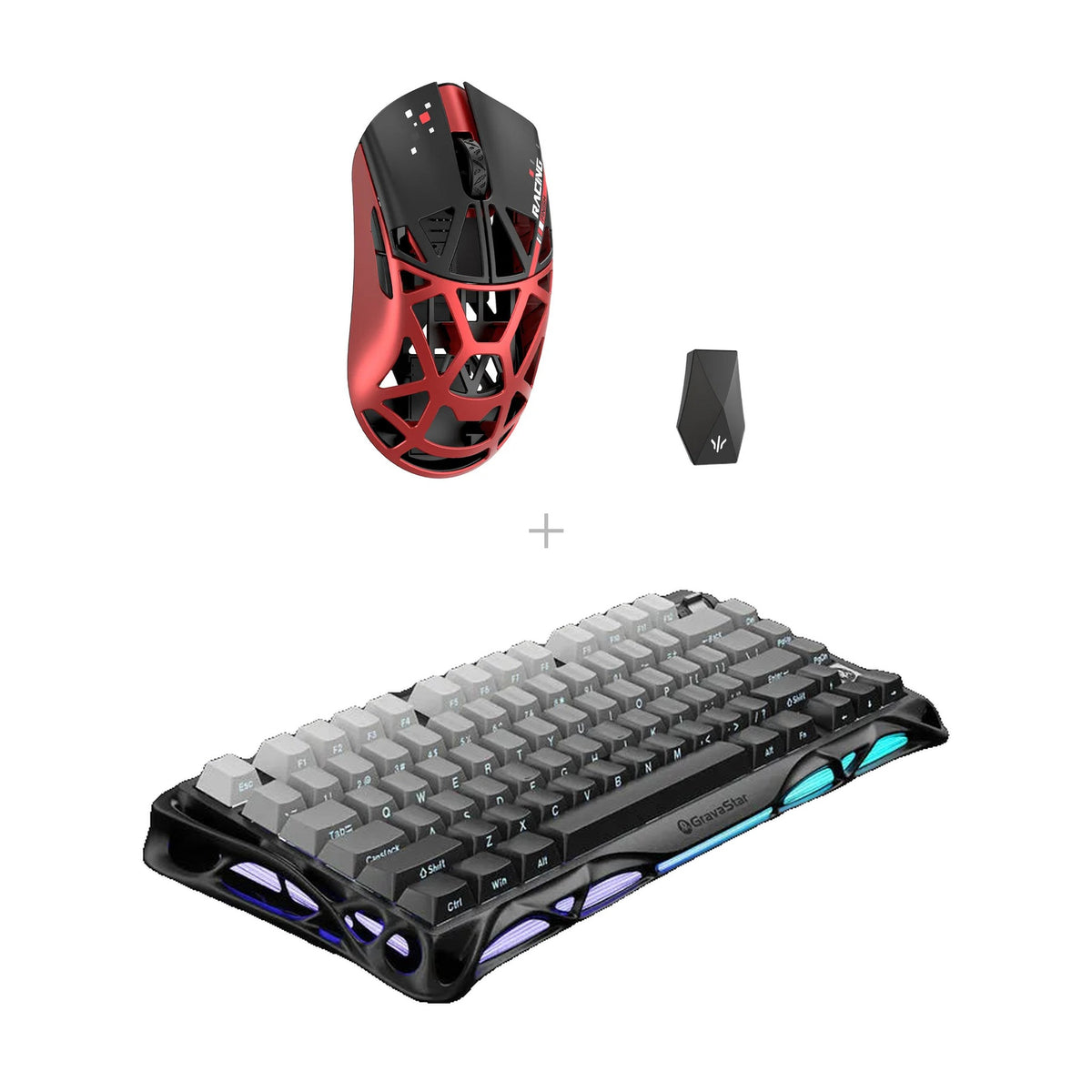באנדל wlmouse Beast X Max + GravaStar K1 – אדום - שחור / Gradient Black - שחור אפור