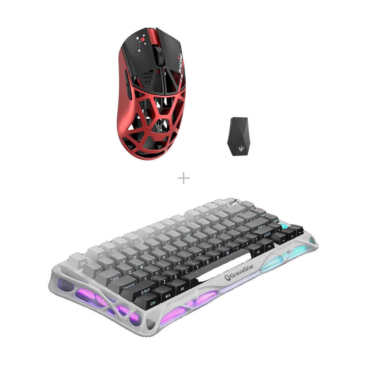 באנדל wlmouse Beast X Max + GravaStar K1 – אדום - שחור / Gradient White - אפור לבן