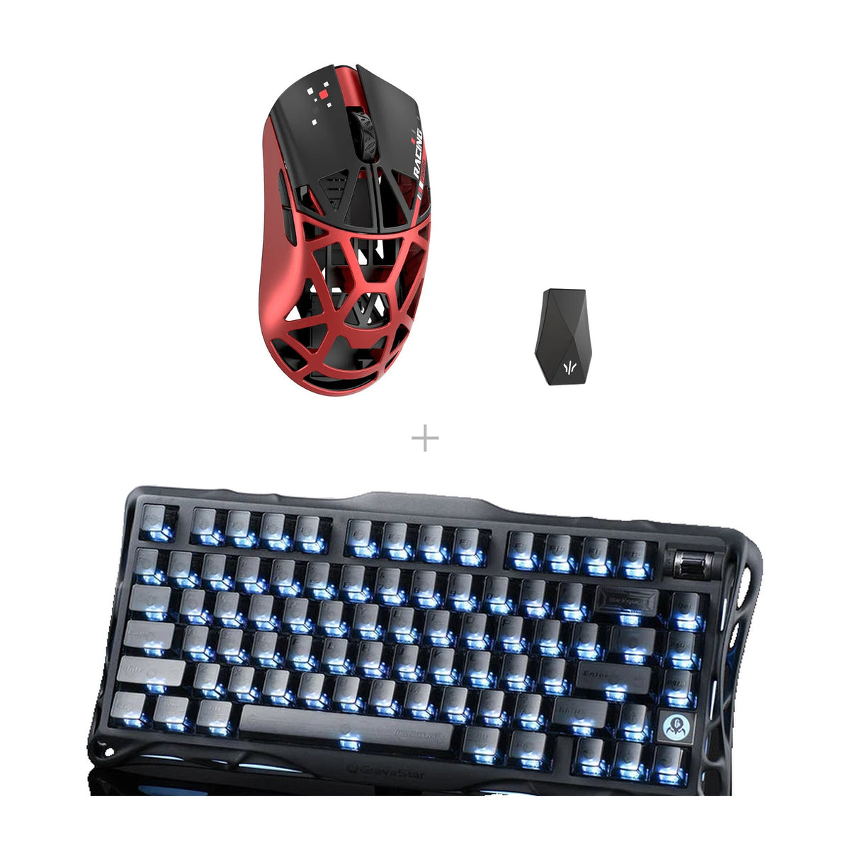 באנדל wlmouse Beast X Max + GravaStar K1 – אדום - שחור / Stealth Black - שחור שקוף