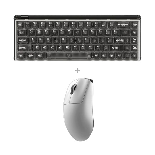 באנדל MelGeek MADE68 Pro+ + MelGeek Horus – אפור - שקוף (כולל חריטה בעברית) / לבן