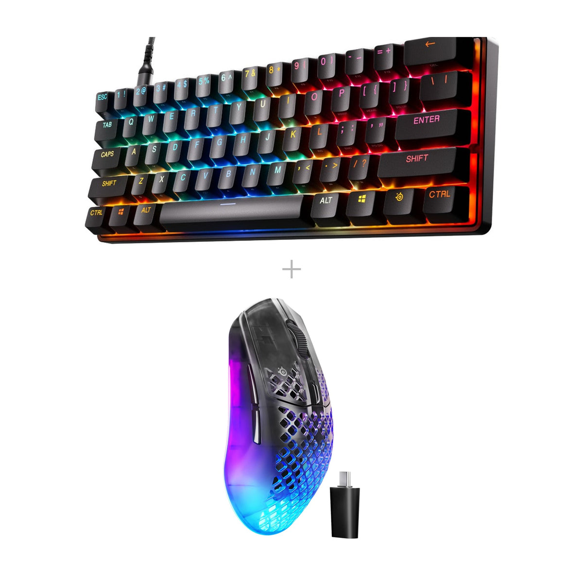 באנדל SteelSeries: מקלדת Apex Pro Mini Gen 3 + עכבר Aerox 3 Wireless – שחור