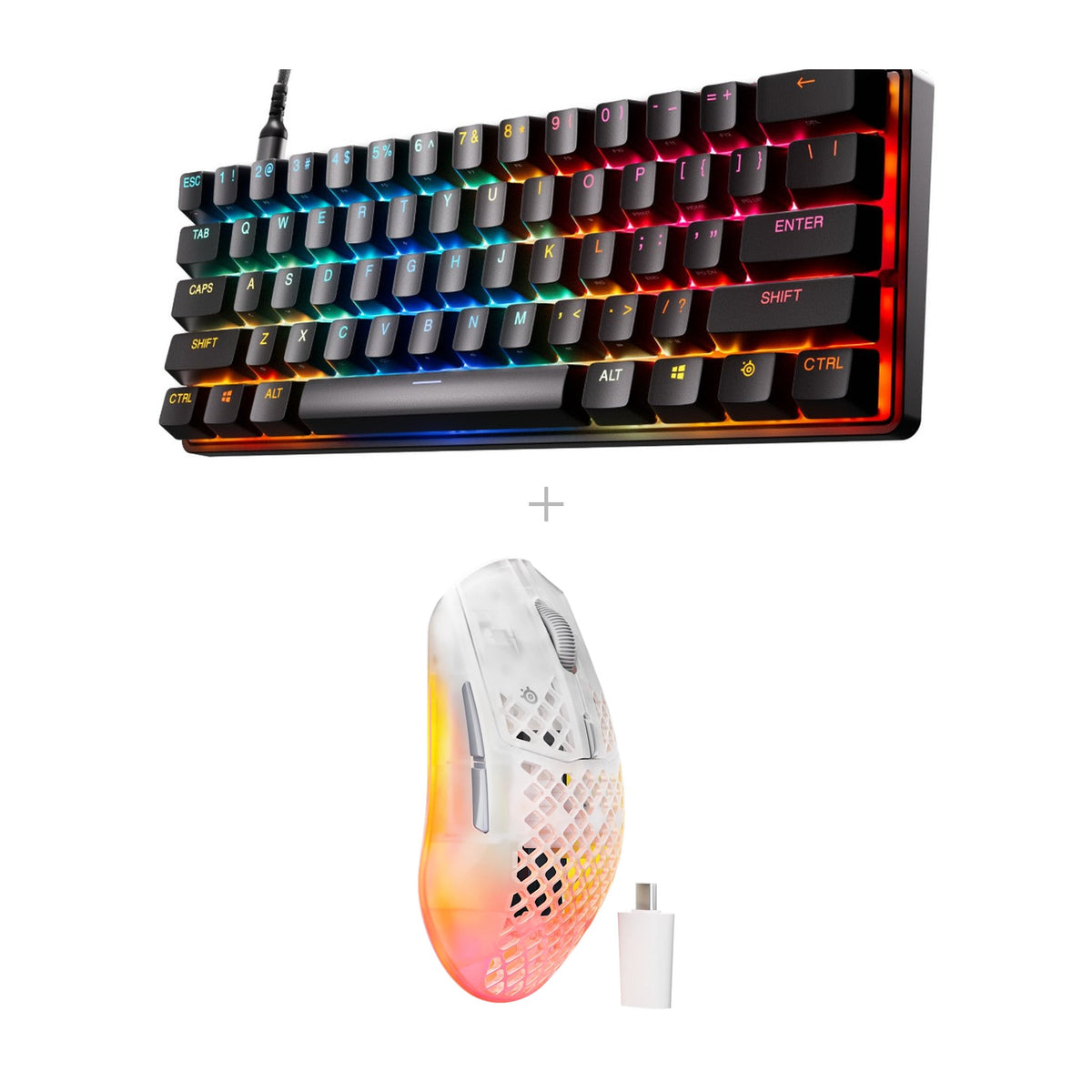 באנדל SteelSeries: מקלדת Apex Pro Mini Gen 3 + עכבר Aerox 3 Wireless – לבן