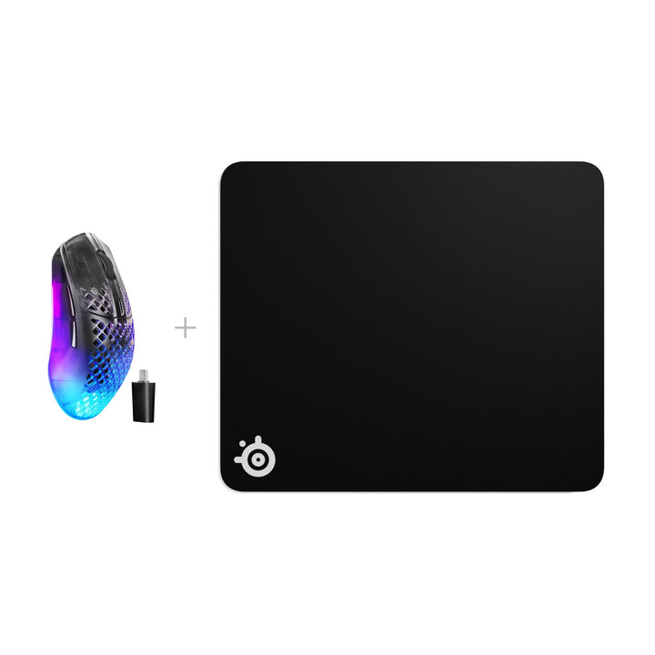 באנדל SteelSeries: עכבר Aerox 3 Wireless Gen 2 + פד QcK Heavy L