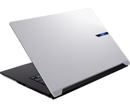 מחשב נייד GIGABYTE AERO X16 1VH93EEC94DH, מבט אחורי עם מעטפת לבנה ופנים שחור