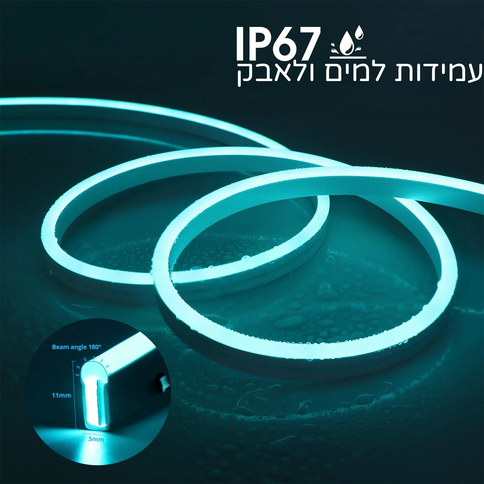תאורת ניאון RGB צבעונית עם שלט - Mobeess