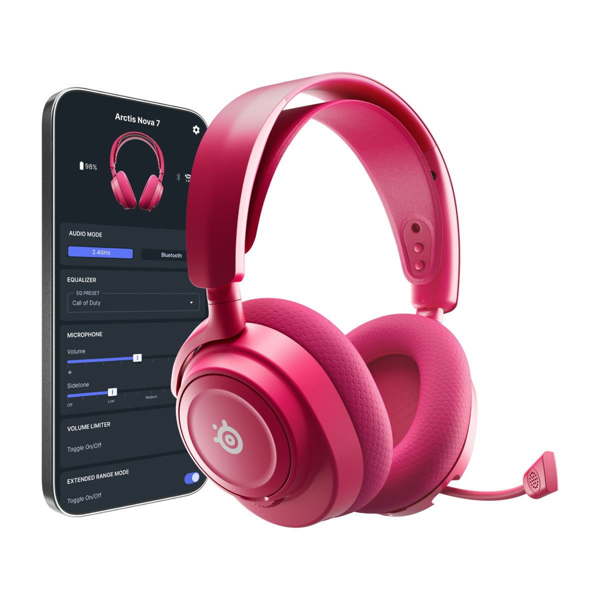 אוזניות גיימינג אלחוטיות SteelSeries Arctis NOVA 7 Gen 2 בצבע ורוד (Magenta) – תמונה 2