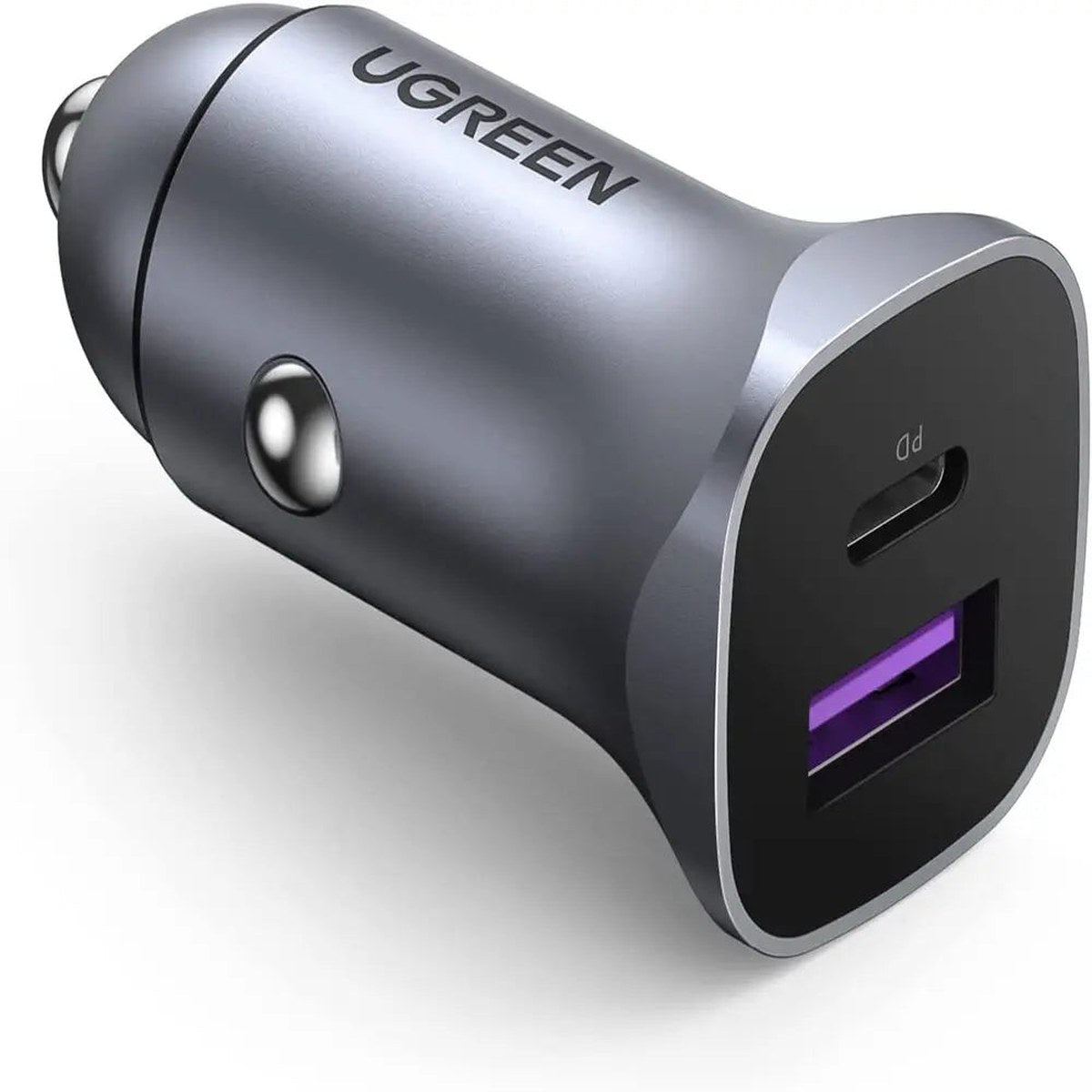 מטען לרכב UGREEN USB-C PD + USB-A QC 30W אפור – תמונה 1