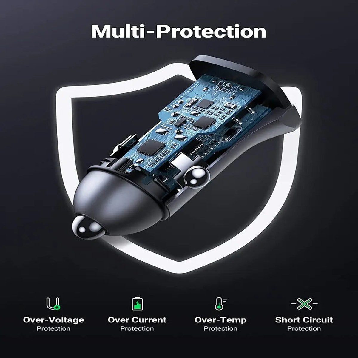 מטען לרכב UGREEN USB-C PD + USB-A QC 30W אפור – תמונה 4