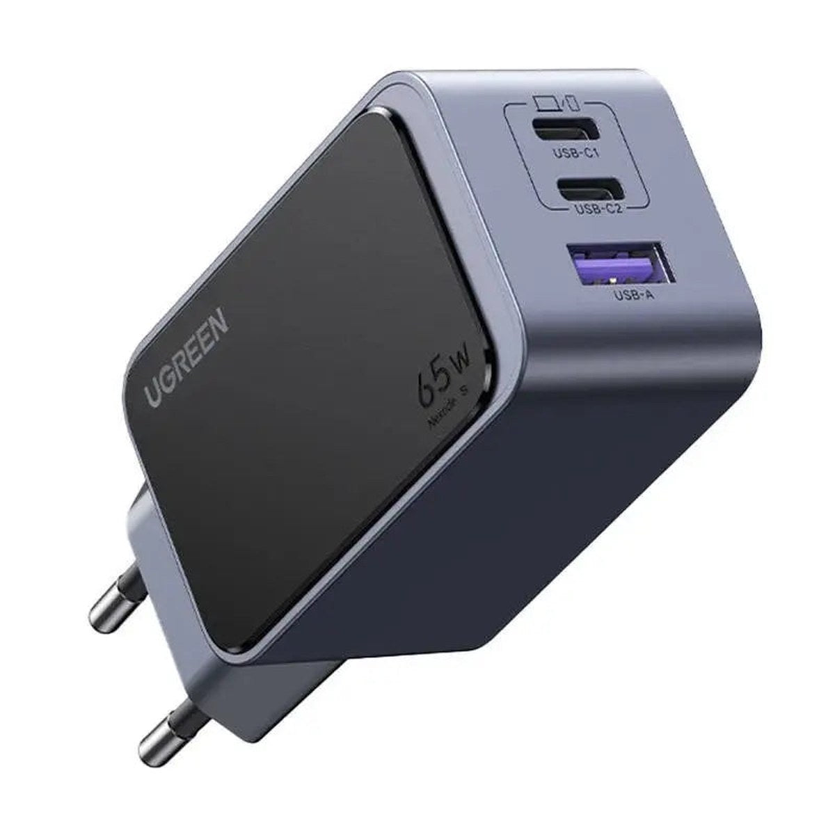 מטען קיר UGREEN Nexode S 65W GaN עם 3 יציאות אפור – תמונה 1