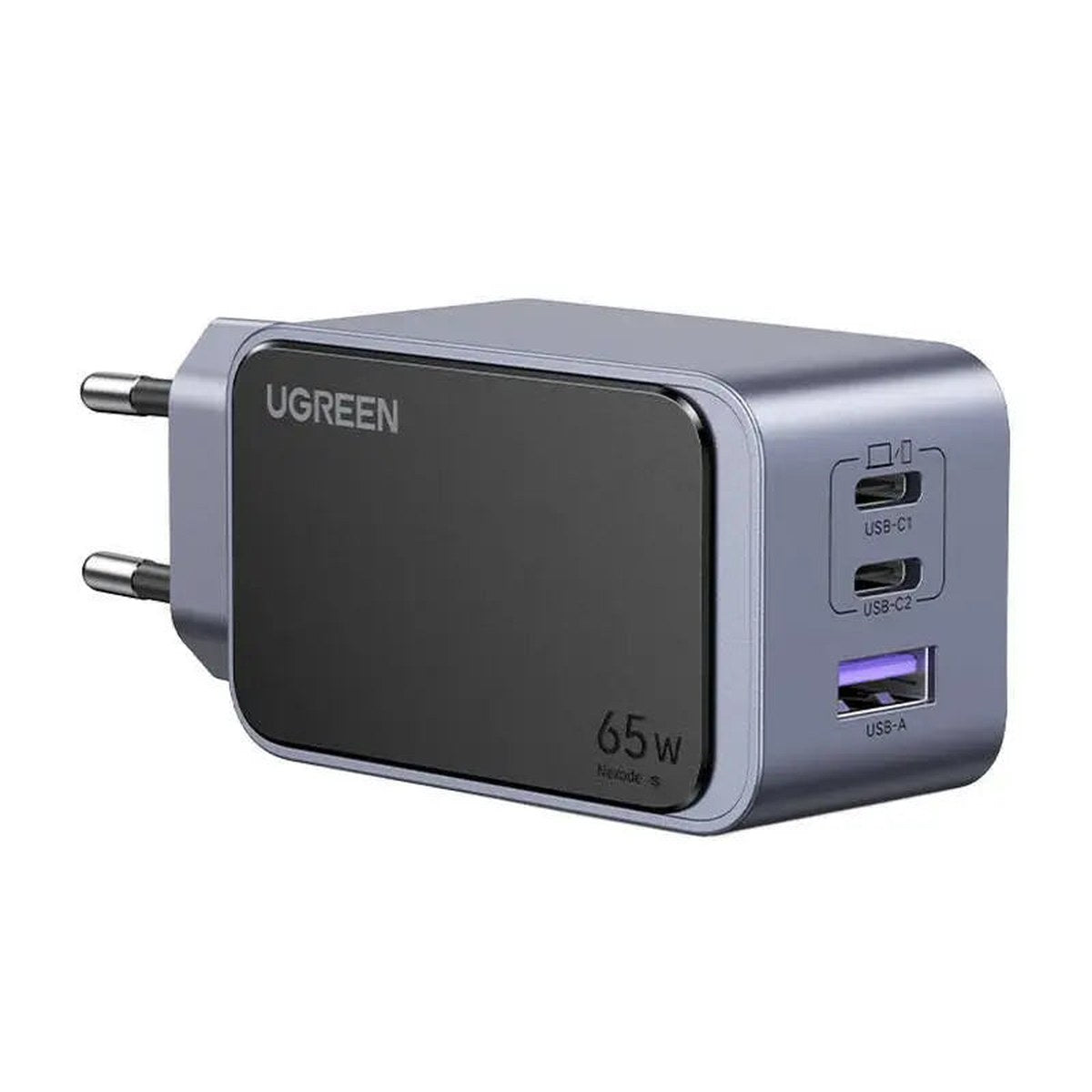 מטען קיר UGREEN Nexode S 65W GaN עם 3 יציאות אפור – תמונה 8