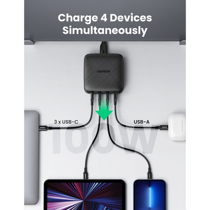 מטען שולחני UGREEN 100W עם 4 יציאות USB – תמונה 4