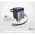 מטען UGREEN Nexode Pro 100W 3C1A GaN עם כבל מתכווץ מובנה אפור