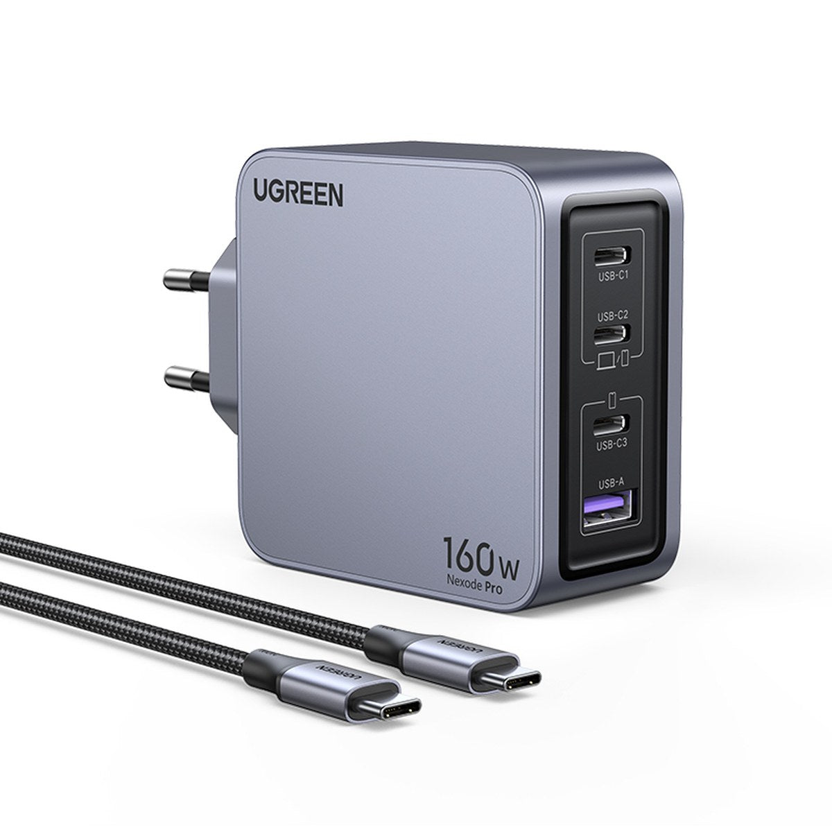 מטען קיר UGREEN NEXODE PRO 160W GAN + כבל CTC – תמונה 2