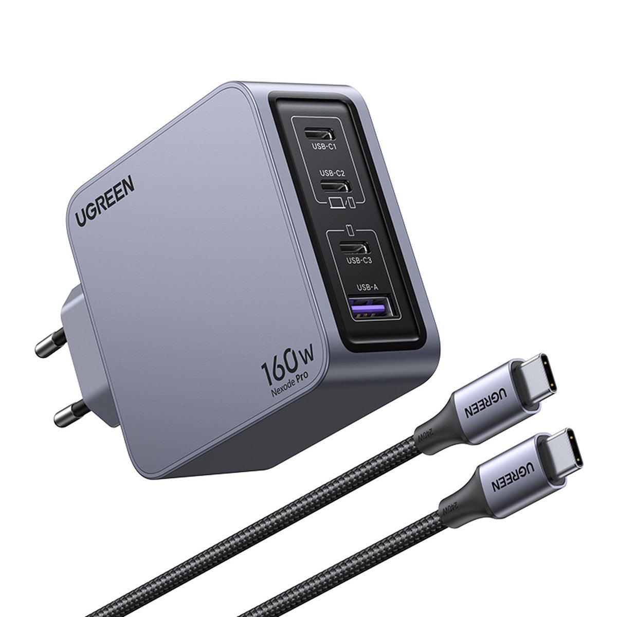 מטען קיר UGREEN NEXODE PRO 160W GAN + כבל CTC – תמונה 4